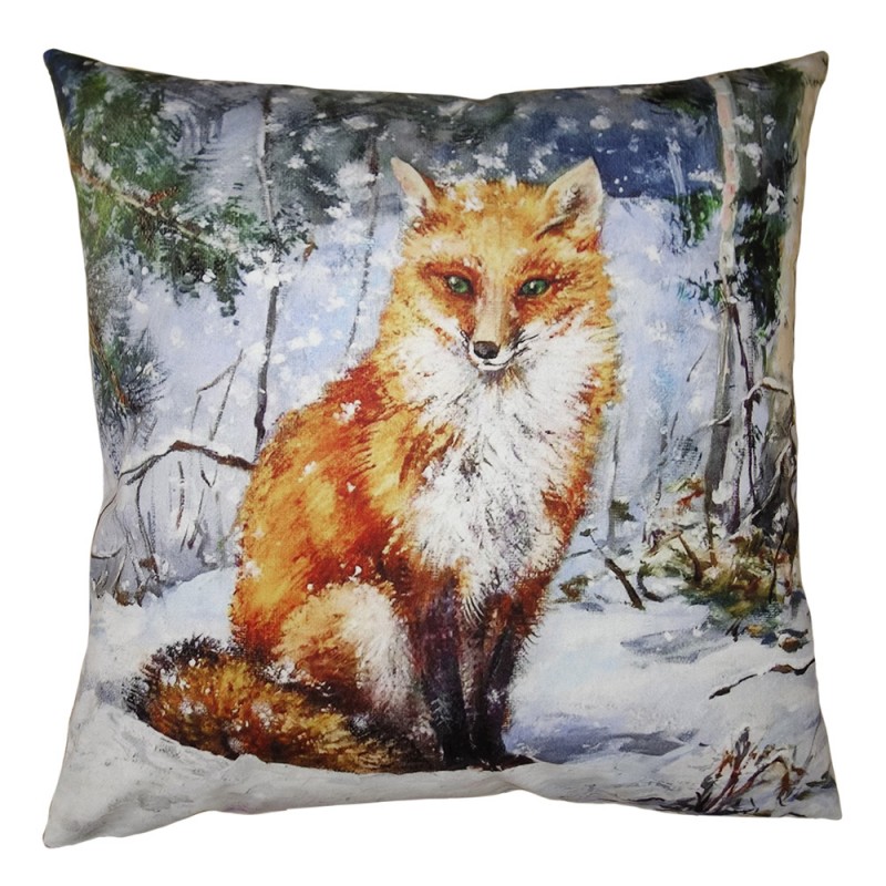KT021.348 Cushion Cover 45x45 cm Brown Blue Polyester Fox Pillow Cover