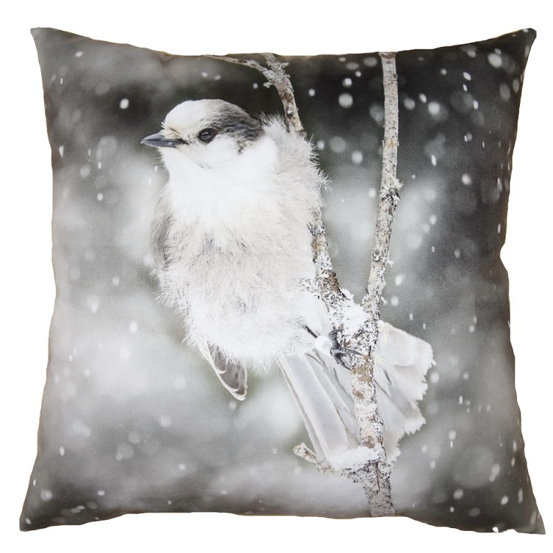 KT021.349 Cushion Cover 45x45 cm Grey Polyester Bird Pillow Cover
