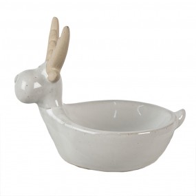 26CE1589 Decorative Bowl Reindeer 17x12x15 cm Beige Porcelain