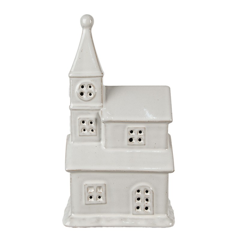 6CE1590 Décorative Maison avec LED 23 cm Beige Porcelaine