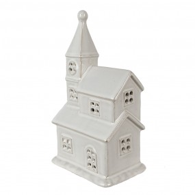 26CE1590 Décorative Maison avec LED 23 cm Beige Porcelaine