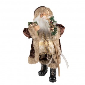 250762 Figurine Santa Claus 63 cm Brown Textile on Plastic Christmas Figurines