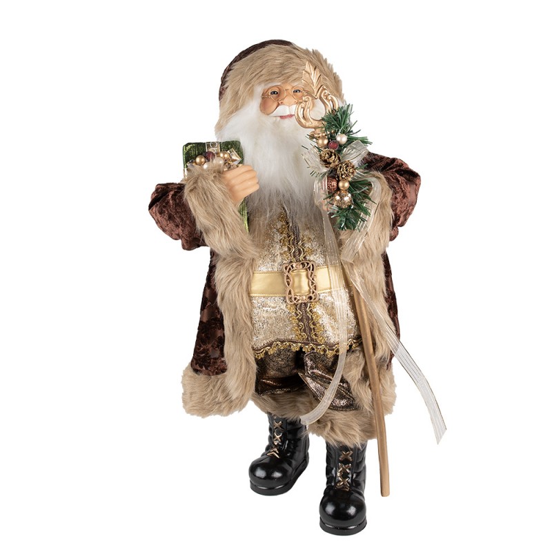 50762 Figurine Santa Claus 63 cm Brown Textile on Plastic Christmas Figurines