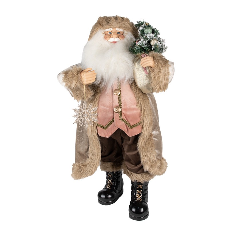 65250 Figur Weihnachtsmann 47 cm Beige Braun Kunststoff Weihnachtsfiguren