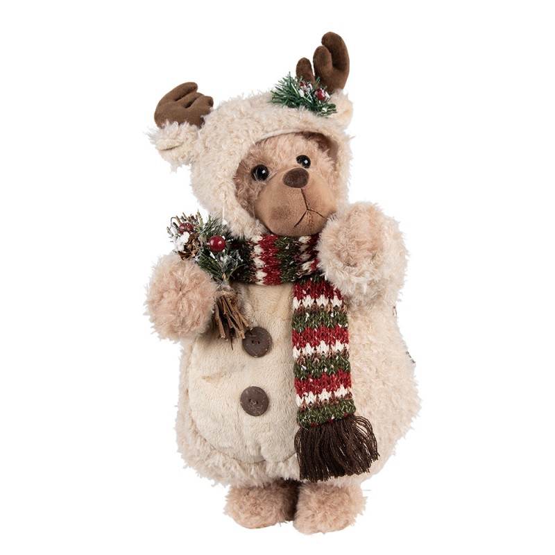 65255 Christmas Decoration Bear 38 cm Beige Brown Fabric