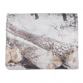 2KT060.143 Throw Blanket 130x170 cm White Brown Polyester Deer Rectangle Blanket