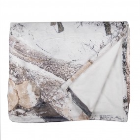 2KT060.143 Throw Blanket 130x170 cm White Brown Polyester Deer Rectangle Blanket