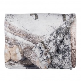 2KT060.143 Throw Blanket 130x170 cm White Brown Polyester Deer Rectangle Blanket