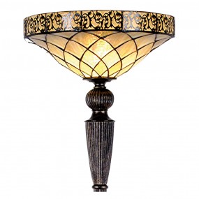 25LL-5280 Tiffany Vloerlamp  Ø 41x179 cm Bruin Beige Glas Driehoek Staande Lamp