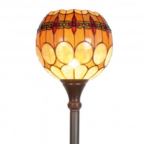 25LL-5316 Tiffany Vloerlamp  Ø 27x184 cm  Bruin Geel Glas Rond Staande Lamp