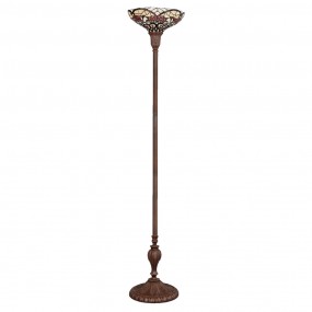 25LL-5372 Floor Lamp Tiffany Ø 35x180 cm  Beige Red Glass Flowers Triangle Standing Lamp