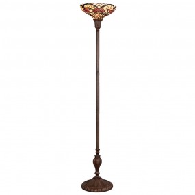 25LL-5372 Floor Lamp Tiffany Ø 35x180 cm  Beige Red Glass Flowers Triangle Standing Lamp