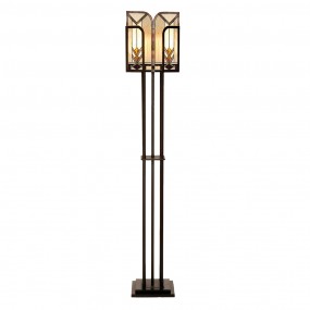 25LL-5565 Floor Lamp Tiffany 35x182 cm  Beige Brown Glass Rectangle Standing Lamp