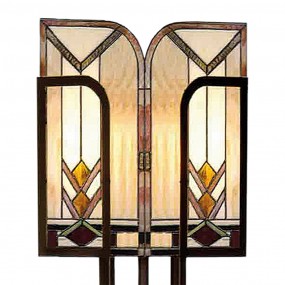 25LL-5565 Tiffany Vloerlamp  35x182 cm  Beige Bruin Glas Rechthoek Staande Lamp
