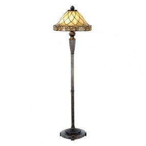 25LL-5613 Floor Lamp Tiffany Ø 46x168 cm  Beige Glass Triangle Standing Lamp