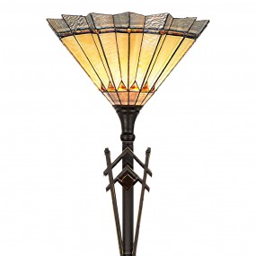 25LL-5763 Lampadaire Tiffany Ø 45x182 cm  Jaune Marron Verre Lampe sur pied