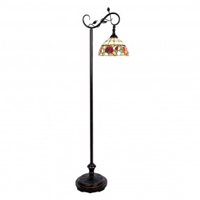 25LL-5786 Tiffany Vloerlamp  40x27x152 cm  Bruin Glas Bloemen Staande Lamp