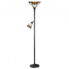 25LL-5969 Tiffany Vloerlamp  Ø 30x178 cm Beige Rood Metaal Glas Staande Lamp