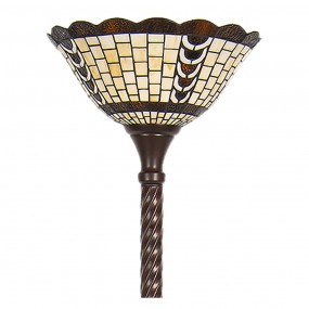 25LL-6077 Lampadaire Tiffany Ø 38x186 cm  Beige Marron Verre Plastique Rectangle Lampe sur pied