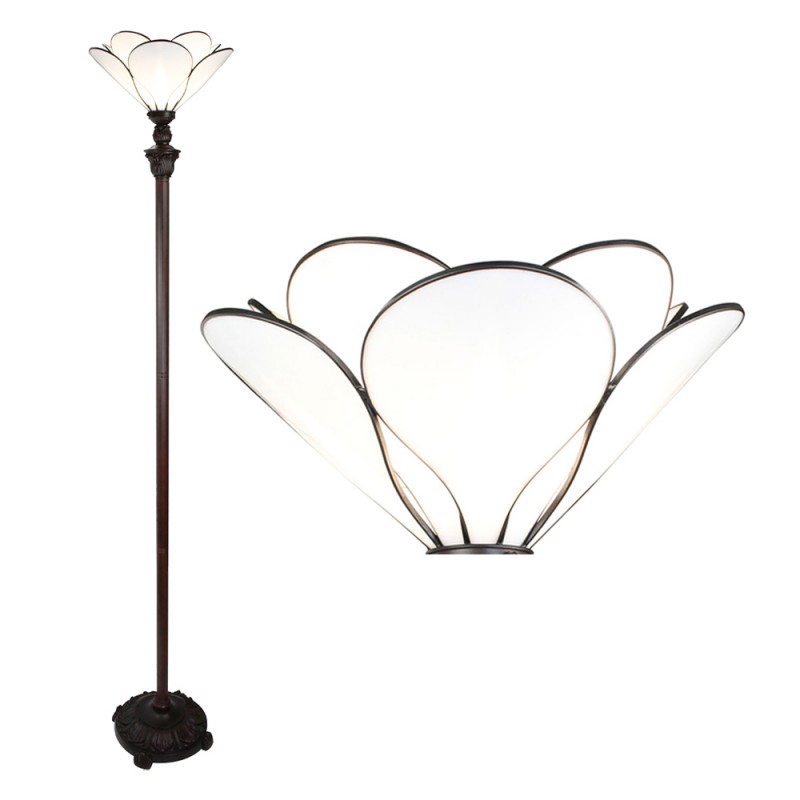 5LL-6219 Floor Lamp Tiffany Ø 31x183 cm  White Glass Plastic Standing Lamp