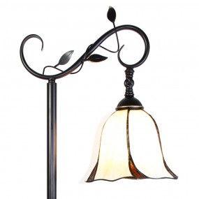 25LL-6240 Tiffany Vloerlamp  152 cm Wit Bruin Kunststof Glas Staande Lamp