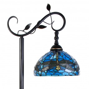 25LL-6241 Tiffany Vloerlamp  152 cm Blauw Bruin Kunststof Glas Rond Staande Lamp