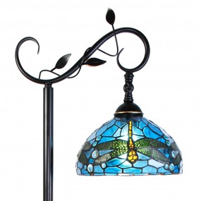 25LL-6241 Tiffany Vloerlamp  152 cm Blauw Bruin Kunststof Glas Rond Staande Lamp