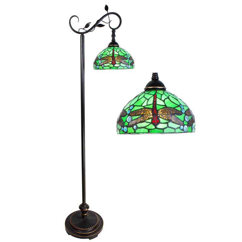 5LL-6242 Lampada da terra Tiffany 152 cm Verde Marrone Plastica Vetro Rotondo Lampada da terra