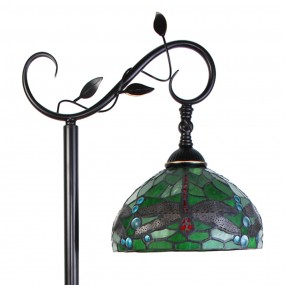 25LL-6242 Lampadaire Tiffany 152 cm Vert Marron Plastique Verre Rond Lampe sur pied