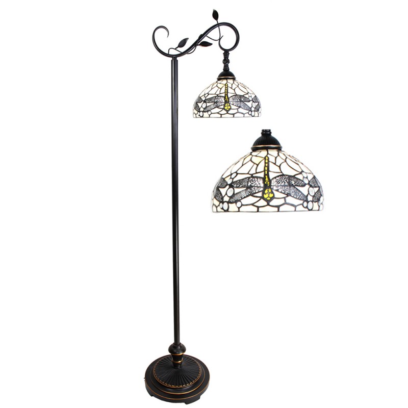 5LL-6243 Tiffany Vloerlamp  152 cm Bruin Wit Glas Staande Lamp