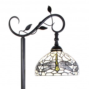 25LL-6243 Tiffany Vloerlamp  152 cm Bruin Wit Glas Staande Lamp