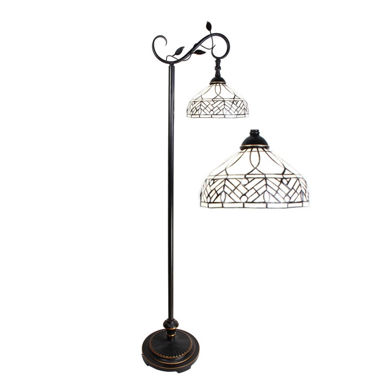 5LL-6245 Tiffany Vloerlamp  152 cm Bruin Beige Glas Staande Lamp
