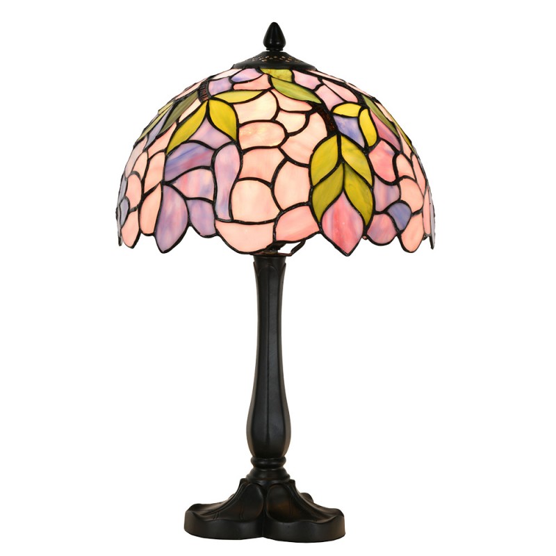 5LL-6308 Tiffany Tischlampe Ø 30x50 cm Rosa Glas Schreibtischlampe Tiffany