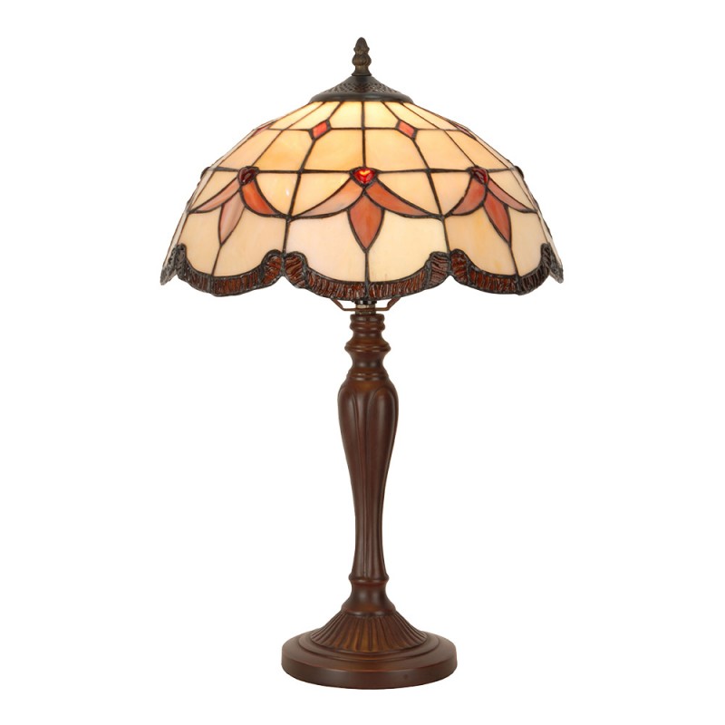 5LL-6309 Lampada da tavolo Tiffany Ø 35x53 cm Beige Vetro Lampada da scrivania Tiffany