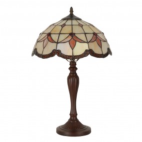 25LL-6309 Lampada da tavolo Tiffany Ø 35x53 cm Beige Vetro Lampada da scrivania Tiffany