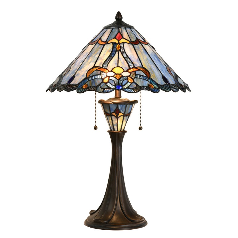 5LL-6313 Lampada da tavolo Tiffany Ø 40x61 cm Blu Vetro Lampada da scrivania Tiffany