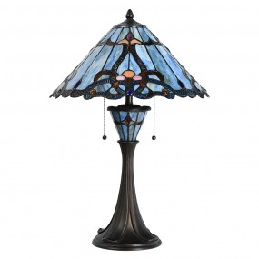 25LL-6313 Lampe de table Tiffany Ø 40x61 cm Bleu Verre Lampe de bureau Tiffany