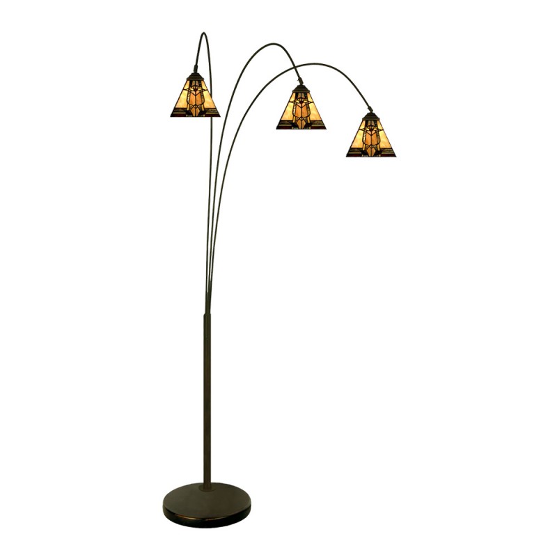 5LL-6321 Tiffany Vloerlamp  200 cm Beige Glas Staande Lamp
