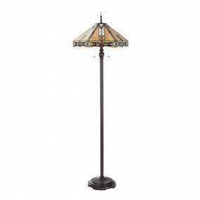 25LL-6324 Lampadaire Tiffany Ø 40x61 cm Beige Verre Lampe sur pied