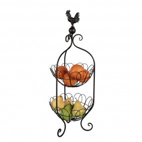 25Y1156 Rack with Two Baskets  Ø 26x72 cm Black Iron Chicken Fruit Bowl