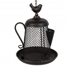 26Y5418 Bird Feeder Tray Teapot 20x23x28/50 cm Brown Iron Hanging Bird House