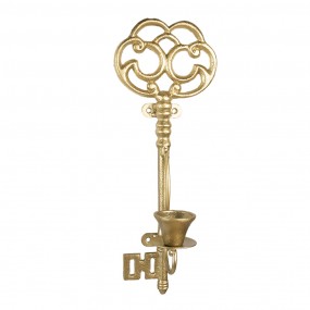 26Y5420 Kerzenständer Schlüssel 34 cm Goldfarbig Eisen Wandschmuck