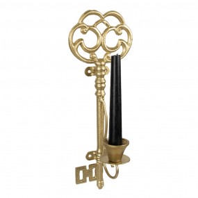 26Y5420 Kerzenständer Schlüssel 34 cm Goldfarbig Eisen Wandschmuck