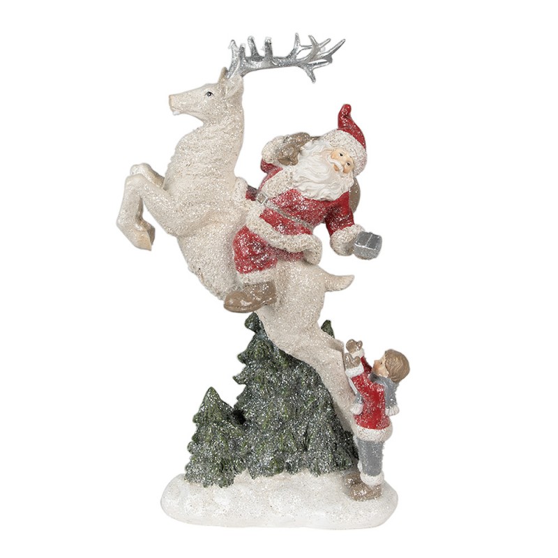 6PR3956 Figurine Père Noël 33 cm Rouge Blanc Polyrésine Figurines de Noël