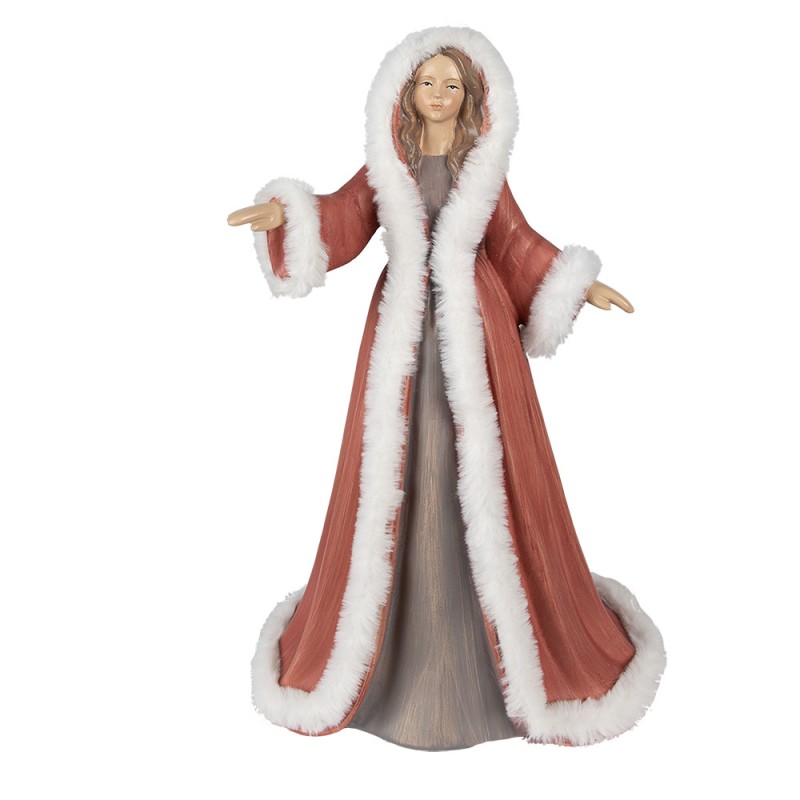 6PR4935 Figur Frau 40 cm Rot Polyresin Weihnachtsfiguren