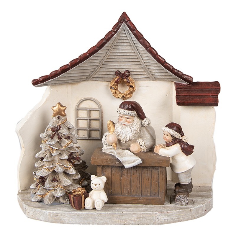 6PR4936 Kerstdecoratie met LED-verlichting Huis 19x10x18 cm Wit Polyresin