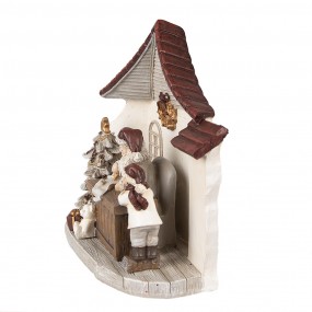 26PR4936 Décoration de Noël avec éclairage LED Maison 19x10x18 cm Blanc Polyrésine