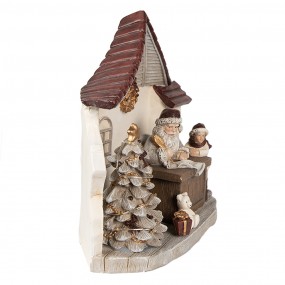 26PR4936 Kerstdecoratie met LED-verlichting Huis 19x10x18 cm Wit Polyresin