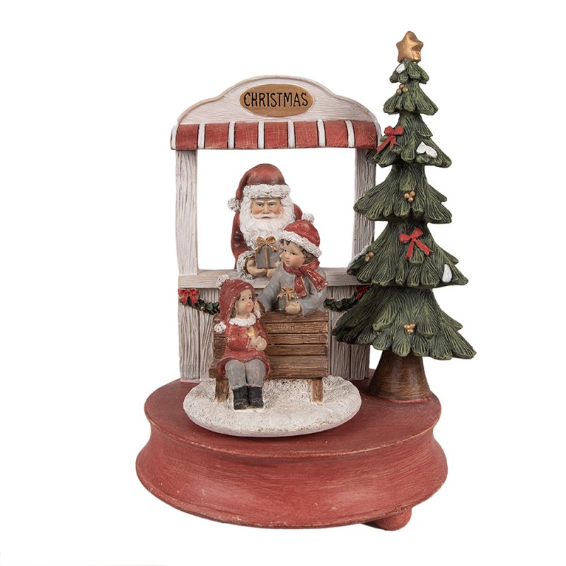 6PR4941 Music box Santa Claus 24 cm Red Polyresin Christmas Decoration