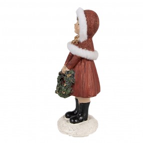 26PR4948 Beeld Kind 13 cm Rood Polyresin Kerstfiguren